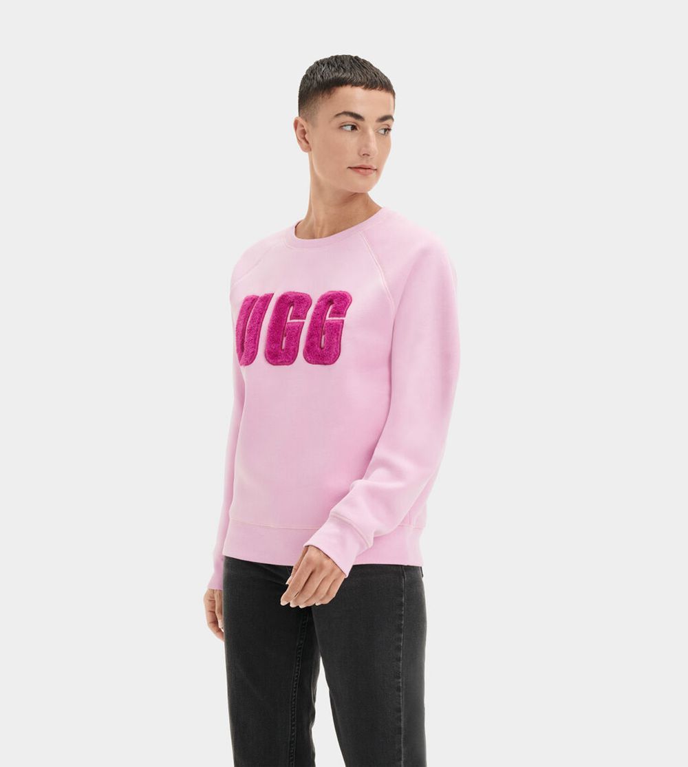 Ugg Sweatshirts Canada - Ugg Women's Madeline Fuzzy Logo Crewneck Rose